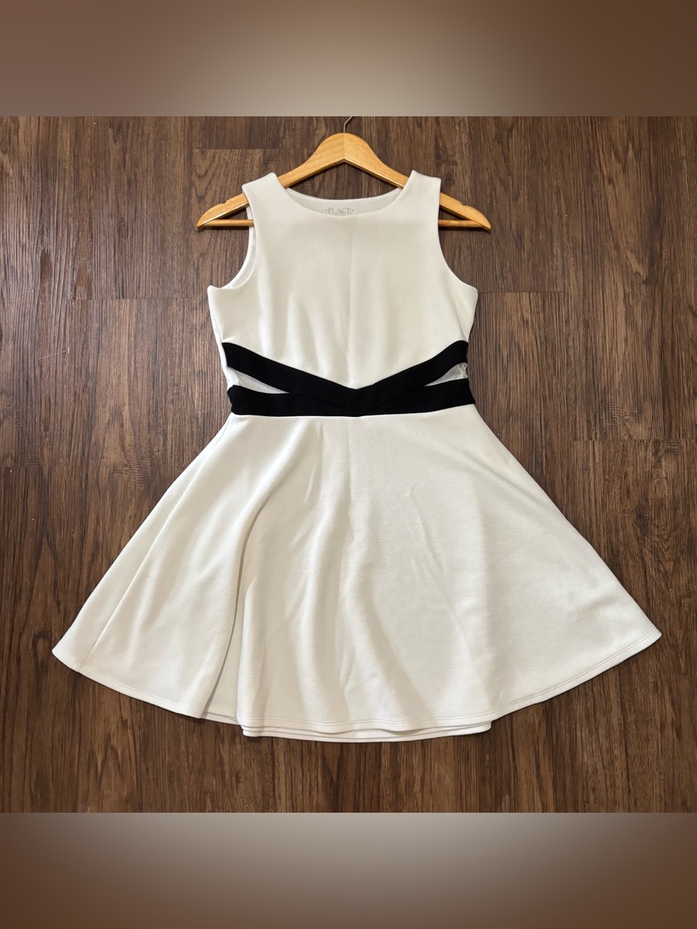 Children’s Place Girls XL Black & White Fit & Flare Mesh Cutout Dress